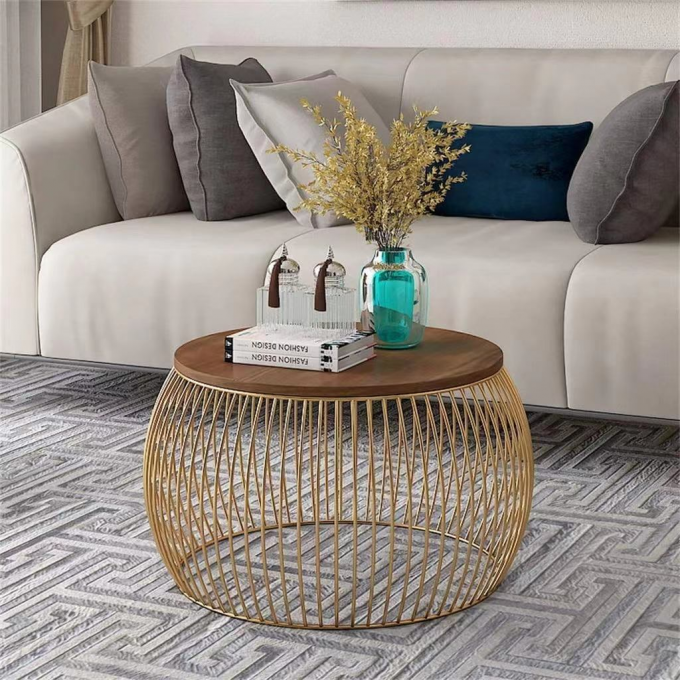 Modern Stainless Steel Electroplated Coffee Table Set Round Metal End Table 3