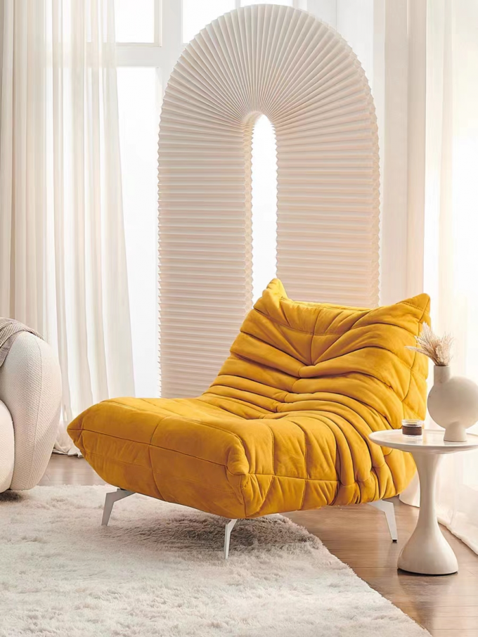 Velvet Leisure Sofa Chair Fabric Living Room Chaise Longue Customized 4