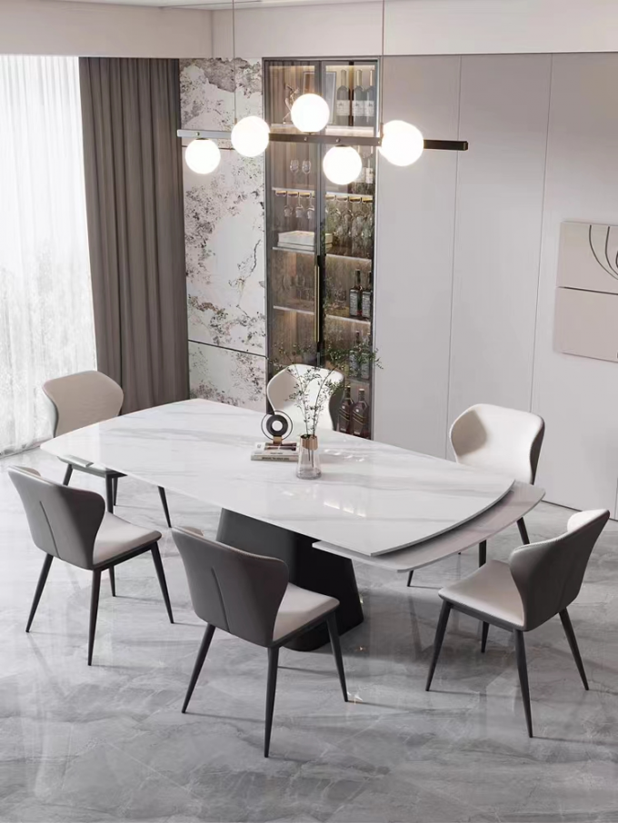 Custom Marble Dining Table Set Hotel Modern Restaurant Banquette Seating 0