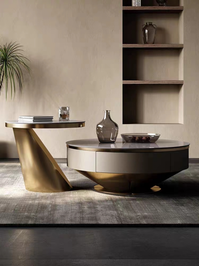 Custom Stainless Steel Hotel Furniture Luxury Tea Table Metal Elements 0