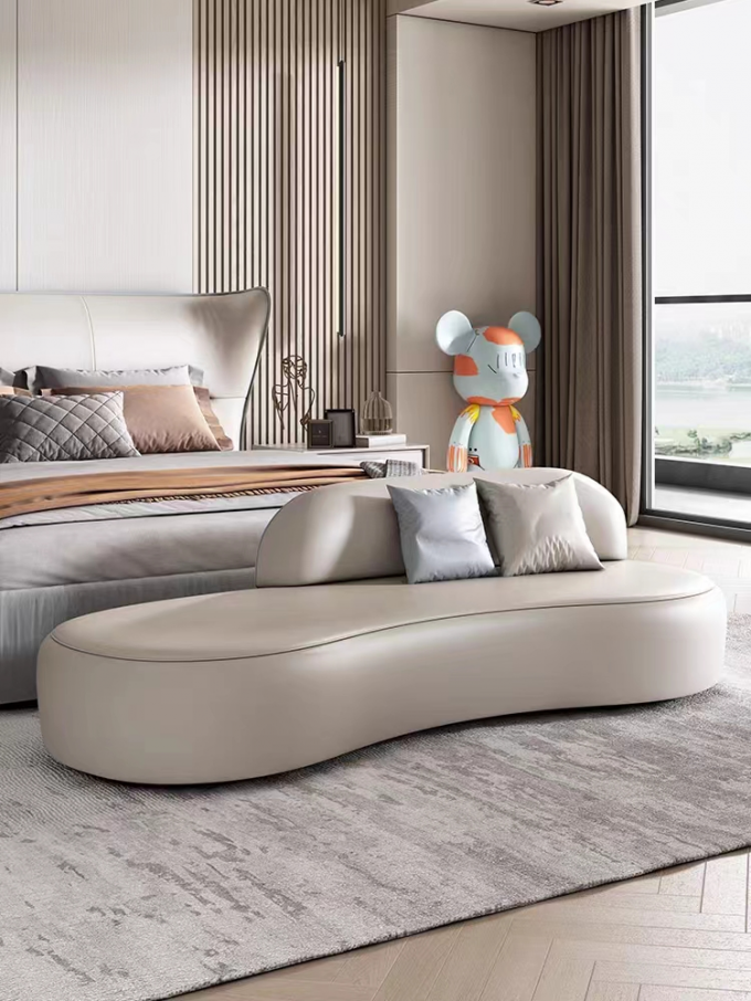 Italian Leather Hotel Custom Sofa Bed Tail Stool Long Bench Sofa Door Entry 0