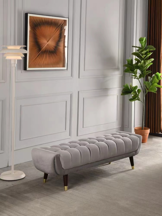 Tech Fleece Velvet Sofa Bench Bed End Stool Cloakroom Shoe Stool 0