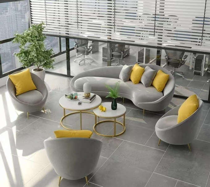 Hotel Restaurant Modern Curved Sectional Sofa Custom 1