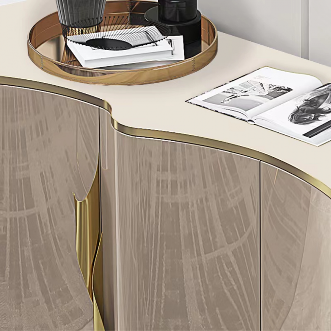 Electroplated Luxury Sideboard Cabinets Stainless Steel Hotel Solid Wood Sideboard 0