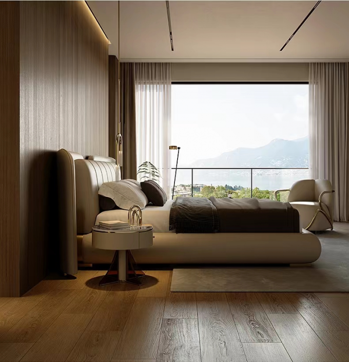 Custom Leather Luxury Bed Master 1.8 OAK PINE Bedroom King Bed 2