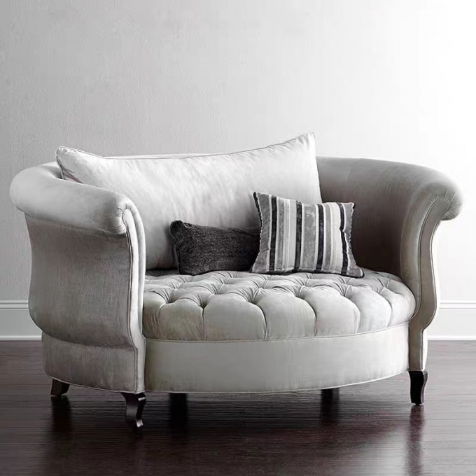 Italian Velvet Hotel Room Sofa Large Single Casual Sectional Sofas 2