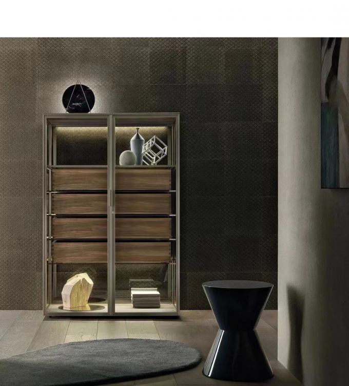 Glass Rock Pannel Luxury Display Cabinets Hotel Room Cabinet 1