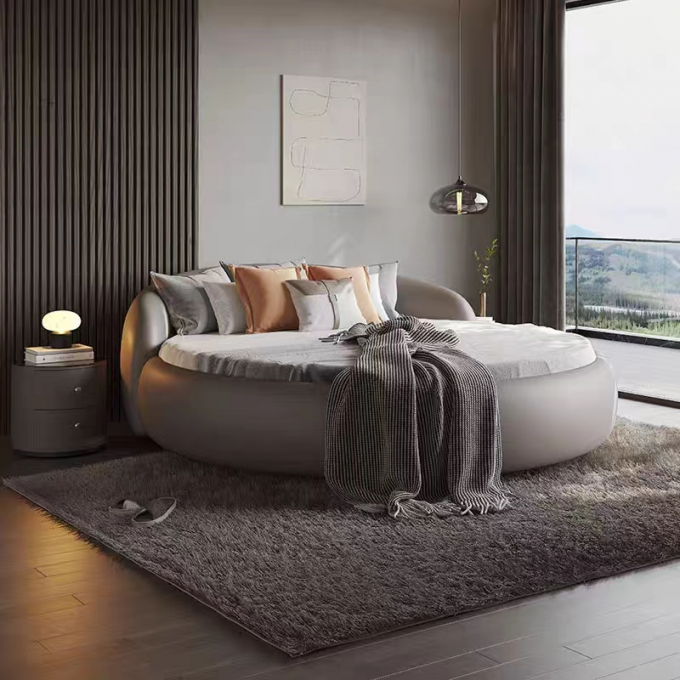 Fabric Hotel Round Bed Villa Bedroom King Bed 2m 2.2m Atmospheric Luxury 2