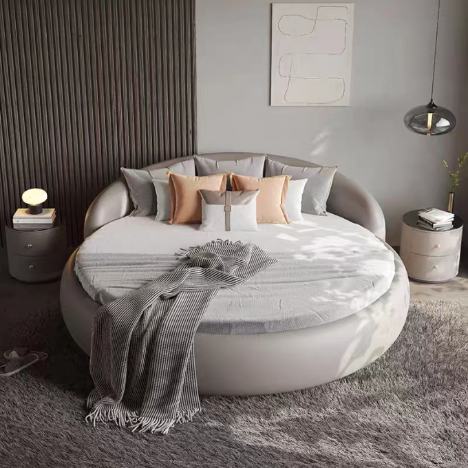 Fabric Hotel Round Bed Villa Bedroom King Bed 2m 2.2m Atmospheric Luxury 1