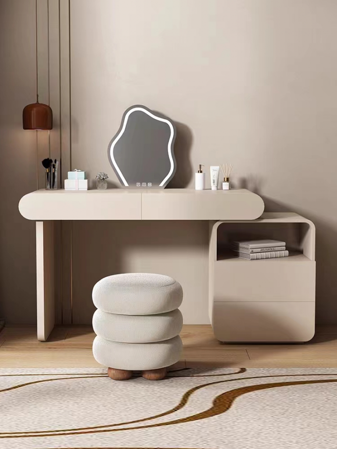 Creative Apricot Hotel Dressing Table Set With Drawers Solid Wood 0