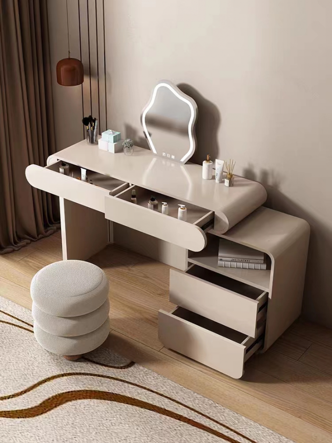 Creative Apricot Hotel Dressing Table Set With Drawers Solid Wood 2