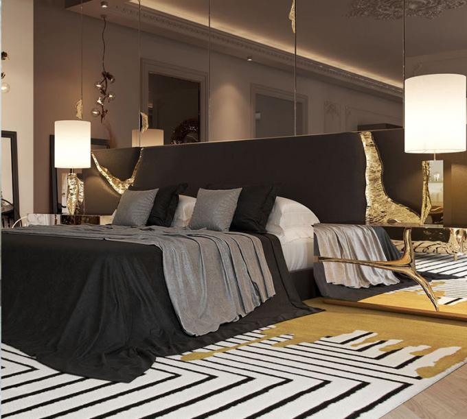 Lapiaz King Upholstered Platform Bed Inlaid Gold Stainless Steel 0