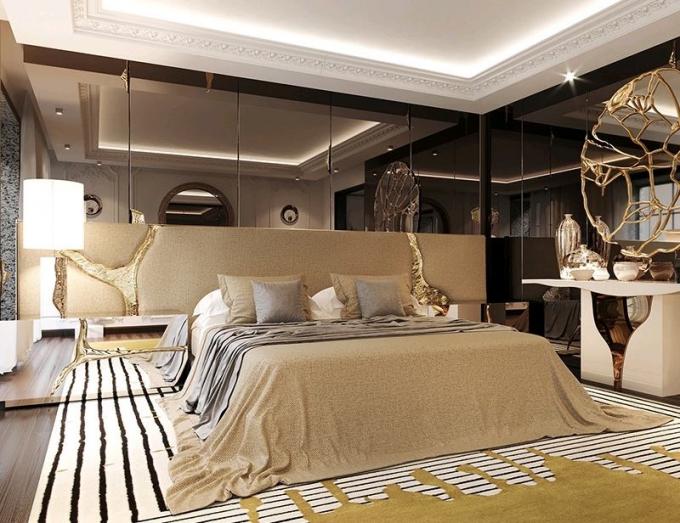 Lapiaz King Upholstered Platform Bed Inlaid Gold Stainless Steel 2