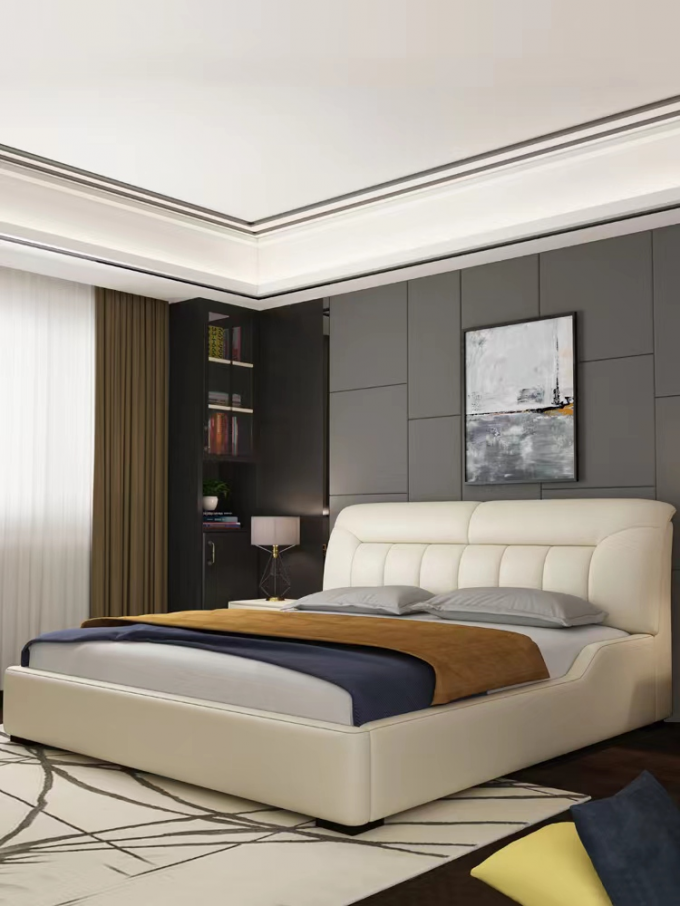 Soft Hotel Luxury Leather Bed Modern Storage Leather Bed 0