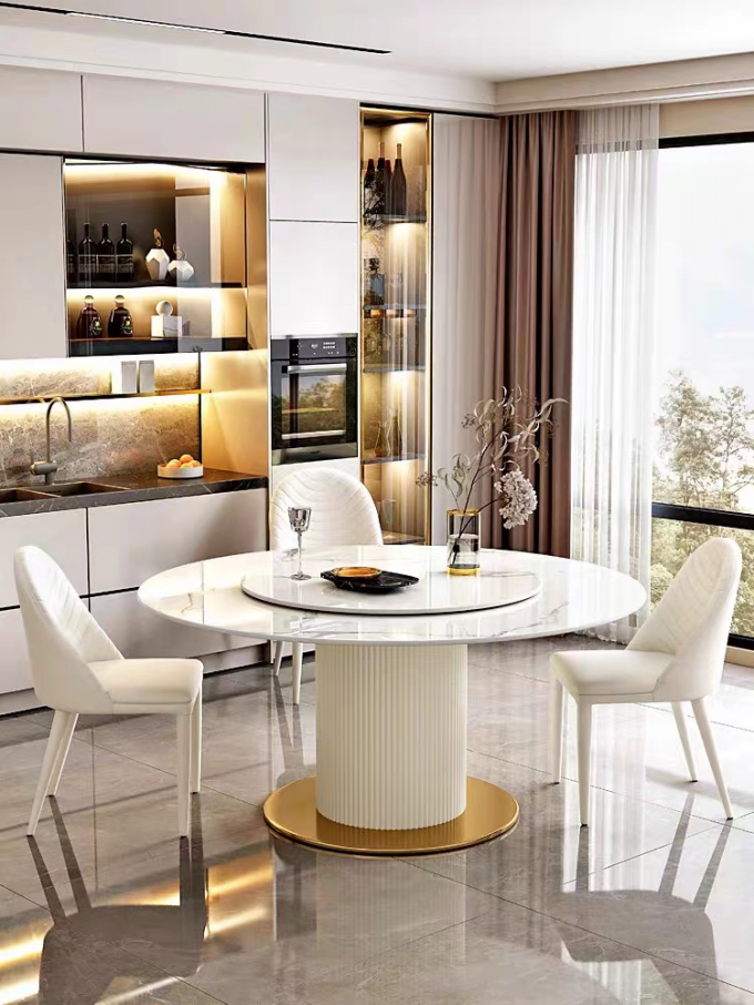 Creative Rock Plate	Luxury Hotel Furniture Rotating Round Table Chairs 0