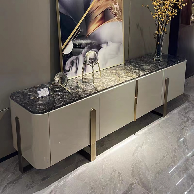 Marble Face Luxury Sideboard Cabinets With Drinks Fridge 0