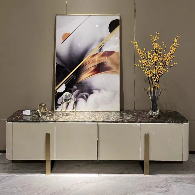 Marble Face Luxury Sideboard Cabinets With Drinks Fridge 2