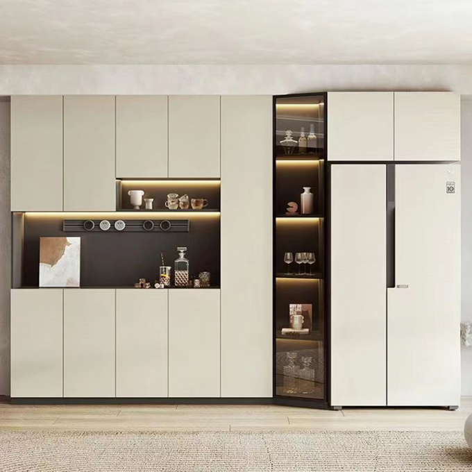 Hotel Restaurant Luxury Sideboard Cabinets Integrated Wall Embedded Refrigerator Cabinet 0