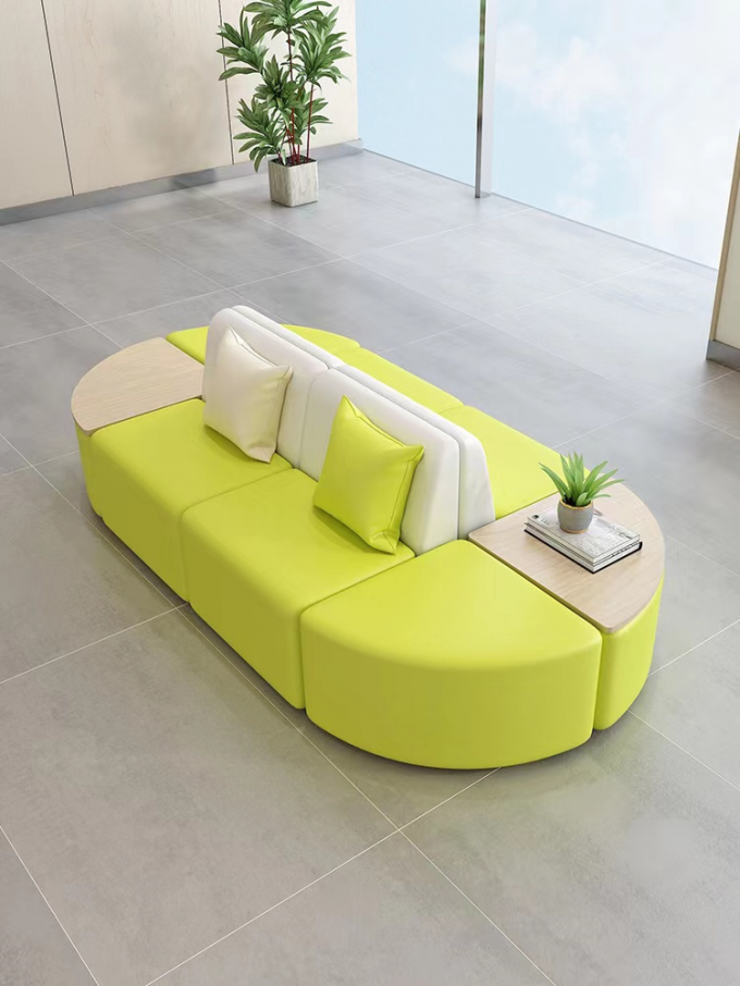 Hotel Lobby Reception Sofa Set Solid Wood Fabric Reception Room Furniture 0