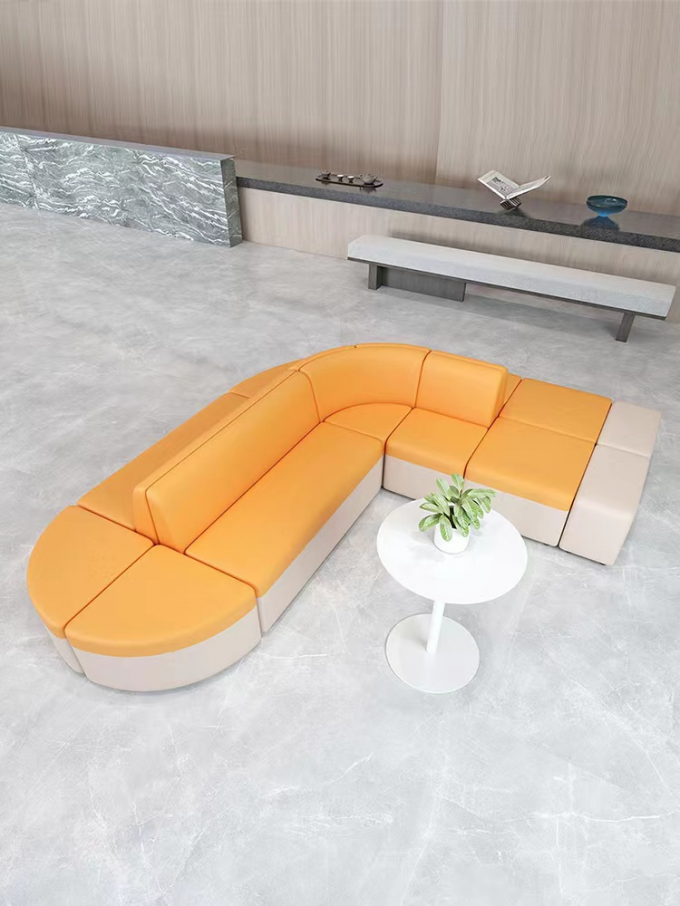 Hotel Lobby Reception Sofa Set Solid Wood Fabric Reception Room Furniture 2