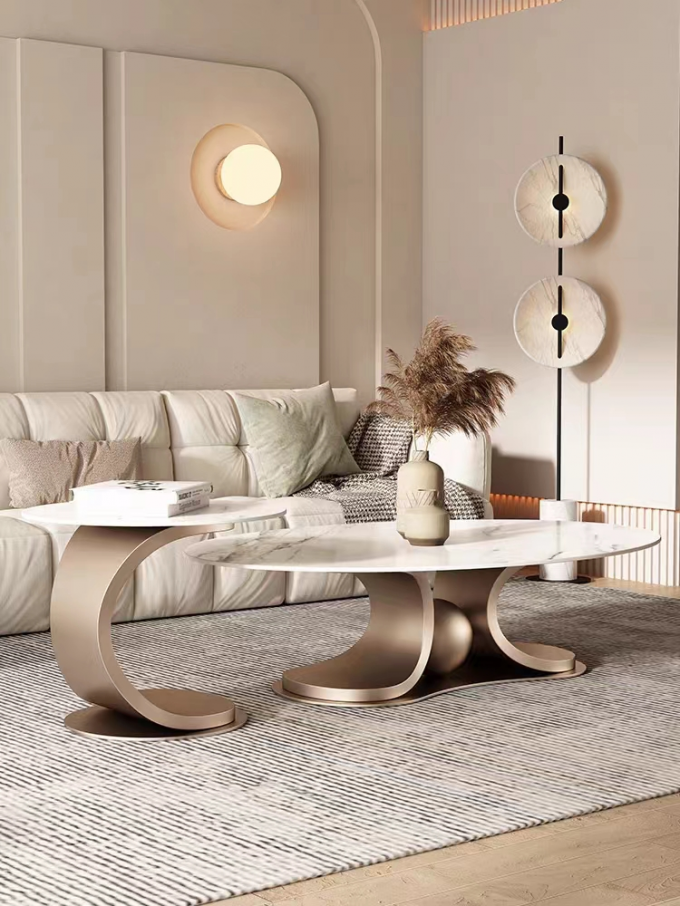 Hollow Out Marble Coffee Table Stainless Steel Living Room Coffee Table 0