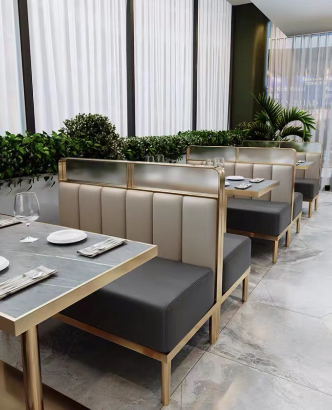 Leather Hotel Restaurant Furniture Marble Art  Modern Booth Seating 0
