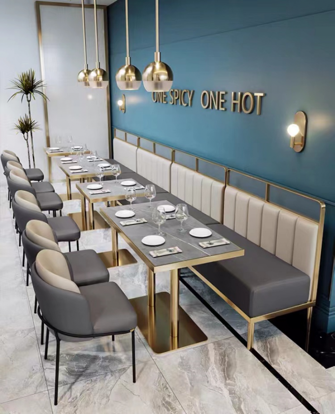 Leather Hotel Restaurant Furniture Marble Art  Modern Booth Seating 1