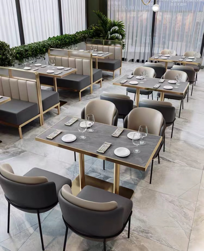 Leather Hotel Restaurant Furniture Marble Art  Modern Booth Seating 2