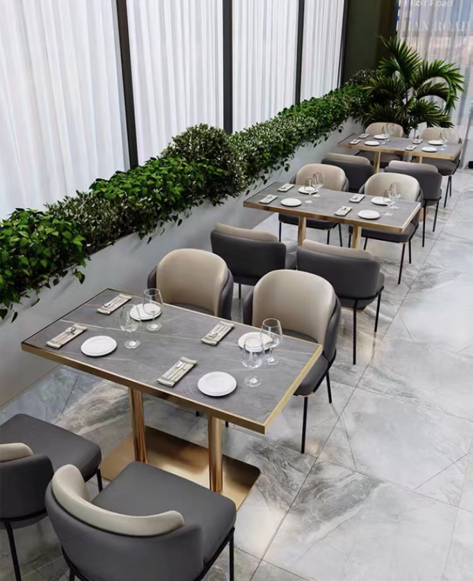 Leather Hotel Restaurant Furniture Marble Art  Modern Booth Seating 3