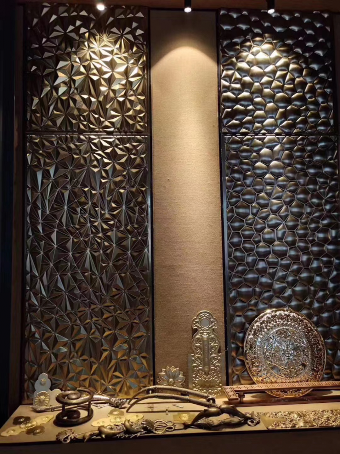 Luxury Stainless Steel Screen Titanium Hotel Lobby Aluminum Room Divider Screen 0