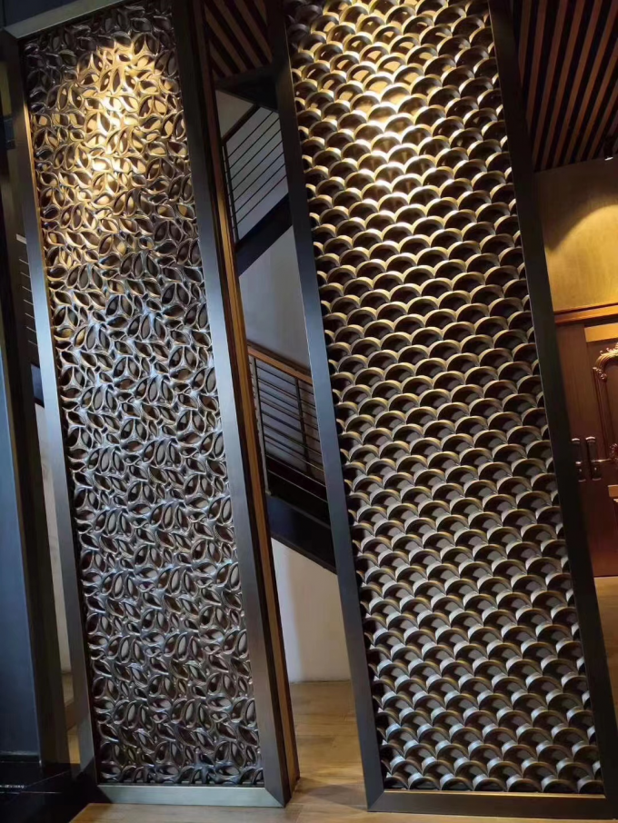 Luxury Stainless Steel Screen Titanium Hotel Lobby Aluminum Room Divider Screen 1