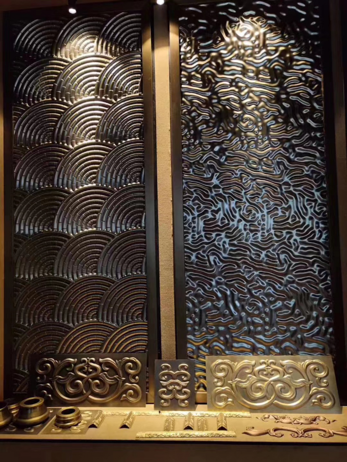 Luxury Stainless Steel Screen Titanium Hotel Lobby Aluminum Room Divider Screen 2