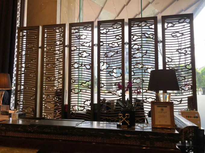 Screen Texture Stainless Steel Hotel Furniture Lobby Living Room Custom Folding Room Divider 0