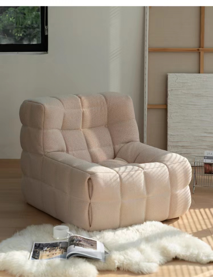 Classic Fashionable Waffle Fabric Sofa Hotel Retro Snuggle Chair 2