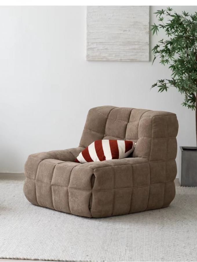 Classic Fashionable Waffle Fabric Sofa Hotel Retro Snuggle Chair 4
