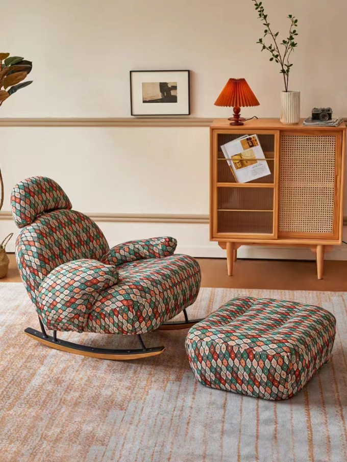 Retro Classic Rocking Sofa Chair Simple Palace Grain For Hotel Home 0