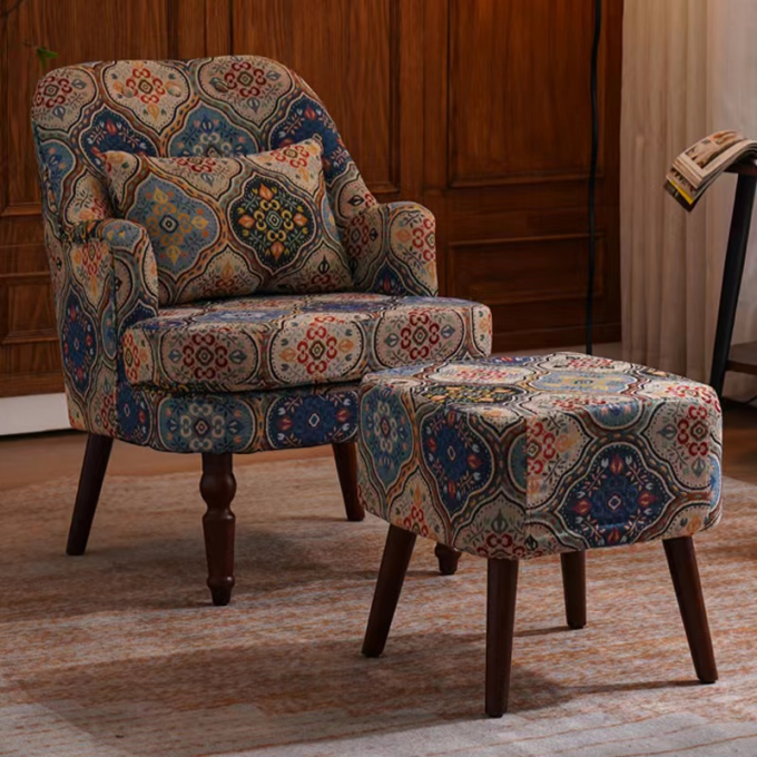 Luxury Retro Ringer Solid Wood Chair Hotel Bedroom Living Room 2