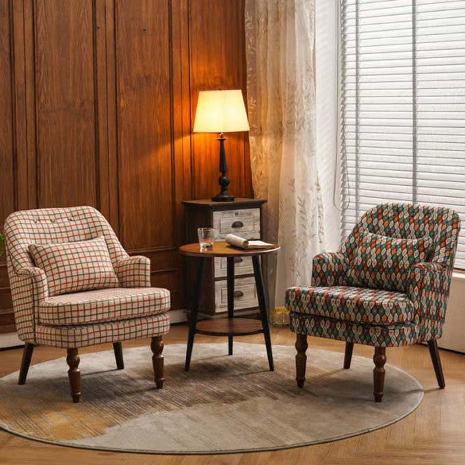 Luxury Retro Ringer Solid Wood Chair Hotel Bedroom Living Room 4