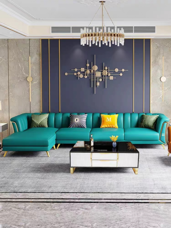 Luxury Nordic Cloth Corner Sofa Hotel Home Modern L Shaped 0