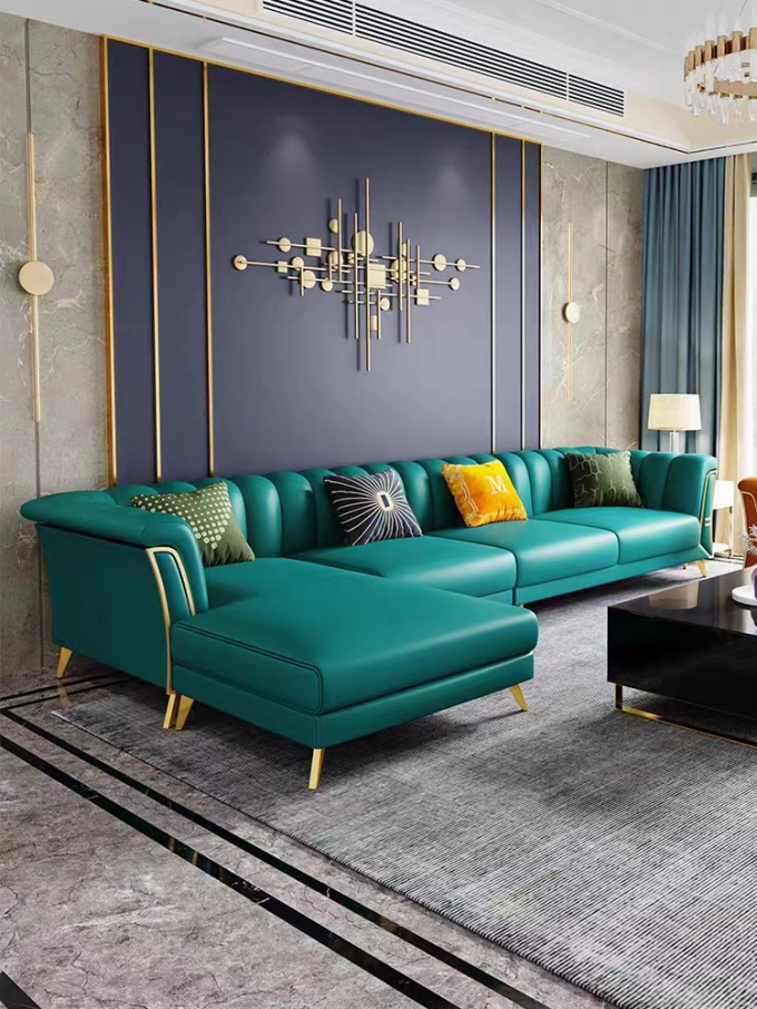 Luxury Nordic Cloth Corner Sofa Hotel Home Modern L Shaped 1