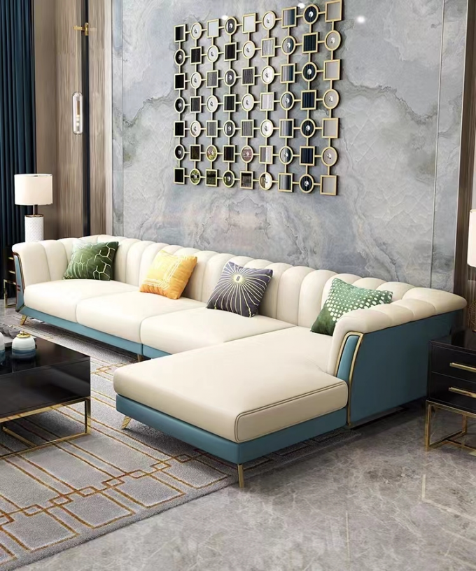 Luxury Nordic Cloth Corner Sofa Hotel Home Modern L Shaped 3