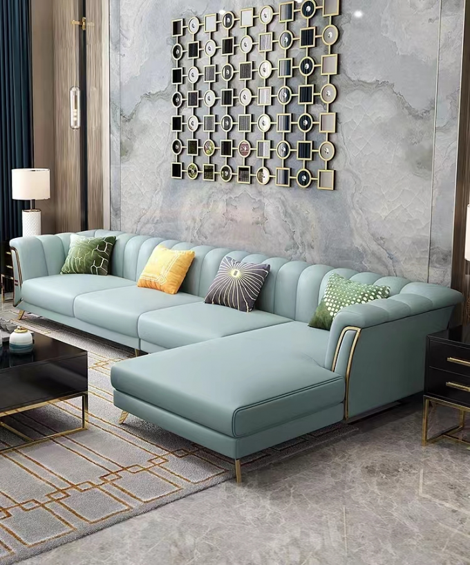 Luxury Nordic Cloth Corner Sofa Hotel Home Modern L Shaped 4