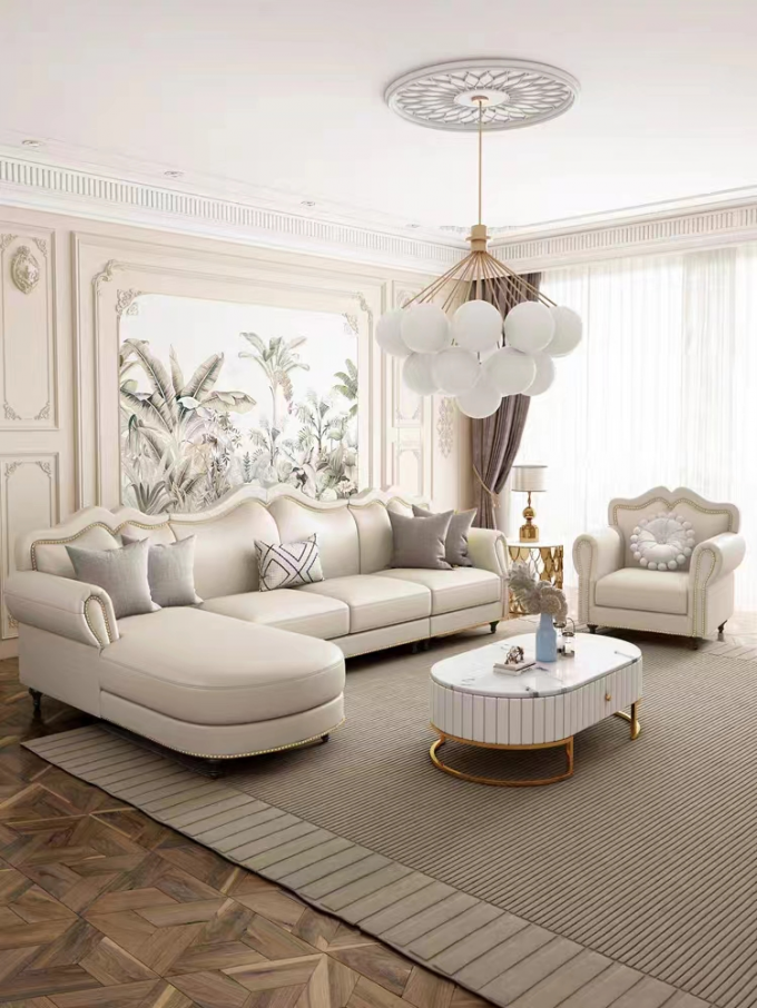 Luxury Nordic  Cloth Corner Sofa Hotel Home Modern L Shaped 5