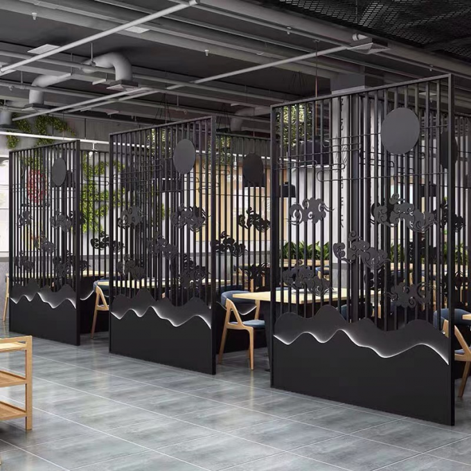 Luxury Modern Stainless Steel Hotel Furniture Empty Screen Hotel Room Divider Partition 4