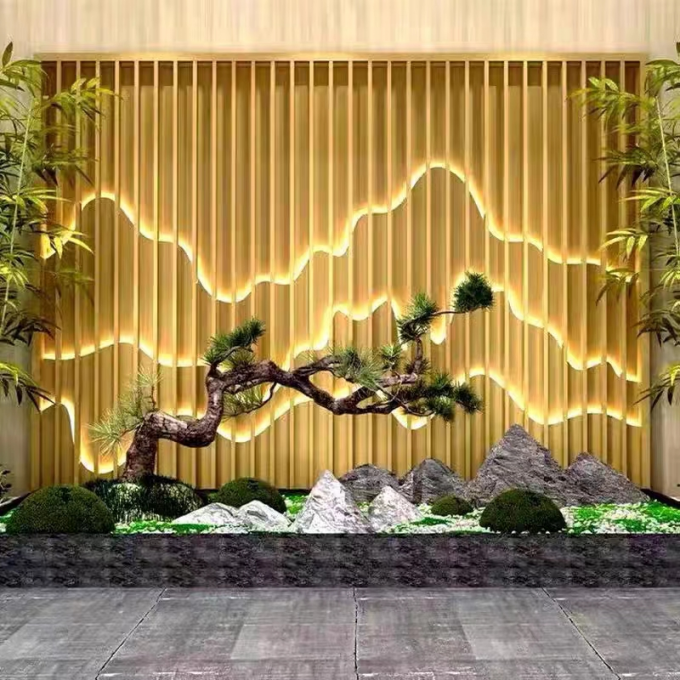 Stainless Steel Screen Partition Wall Titanium Metal Hollowed Out Room Divider Screen 2