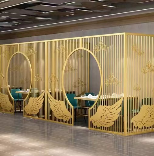 304 Stainless Steel Screen Partition Wall Hollowed Out Hotel Room Divider Screen 1