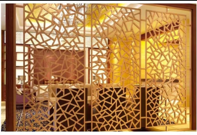 304 Stainless Steel Screen Partition Wall Hollowed Out Hotel Room Divider Screen 3