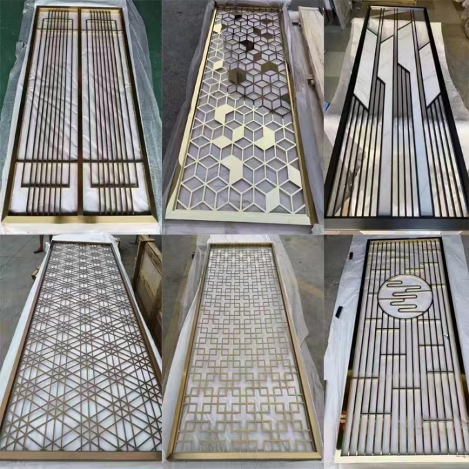 Pop Metal Stainless Steel Hotel Furniture Screen Hotel Decoration Braided Titanium Gold 3