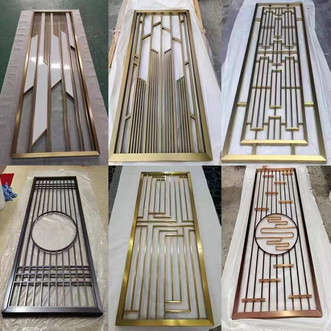 Pop Metal Stainless Steel Hotel Furniture Screen Hotel Decoration Braided Titanium Gold 2