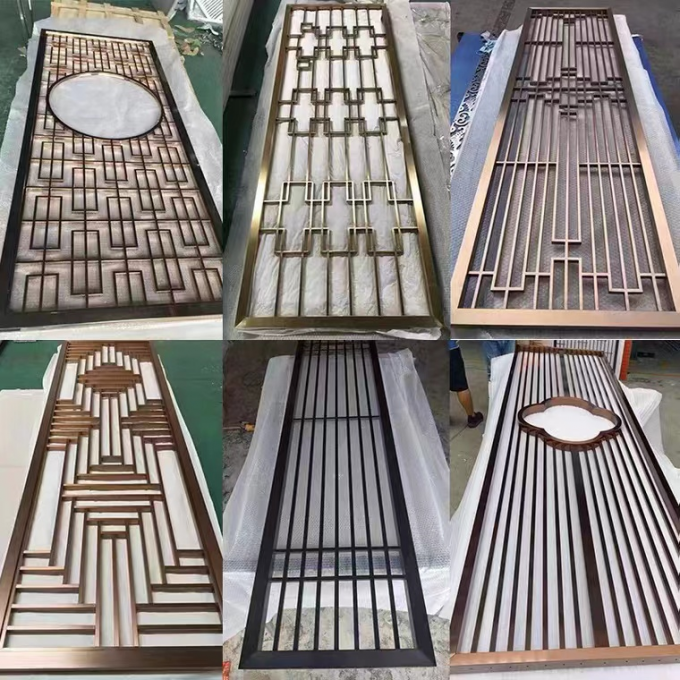 Pop Metal Stainless Steel Hotel Furniture Screen Hotel Decoration Braided Titanium Gold 4